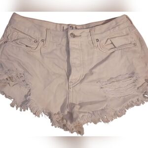 We The Free White Frayed Jean Shorts